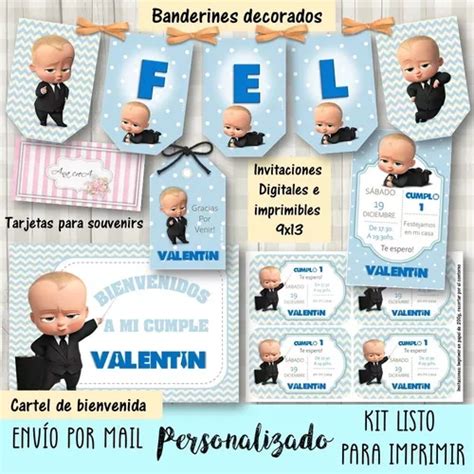 Kit Imprimible Jefe En Pañales Mod 1 Cumple Boss Baby Candy en venta en