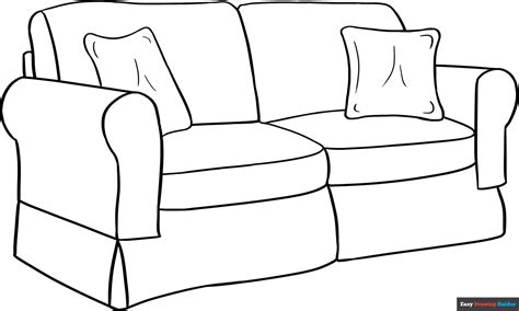 Couch Coloring Page | Easy Drawing Guides