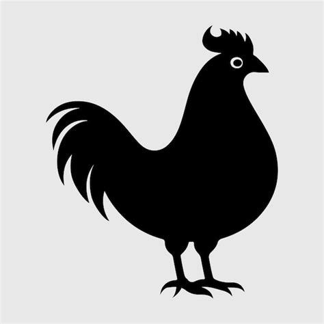 Premium Vector A Black And White Drawing Of A Chicken With A Black Tail