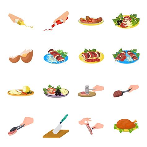 Premium Vector | Picnic food cartoon set icon. Isolated cartoon set ...