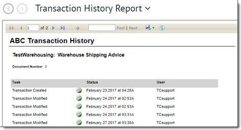 Transaction History Report