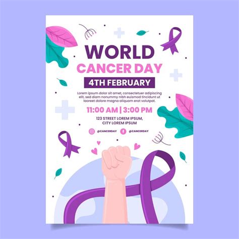 Free Vector Flat Vertical Poster Template For World Cancer Day