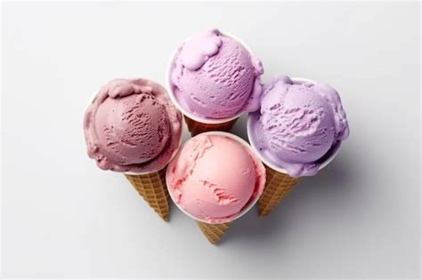 Premium Ai Image Strawberry Ice Cream In Waffle Cones On White Background