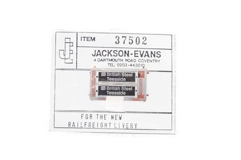 Jackson Evans 37502je Etched Nameplates For Class 37 British Steel