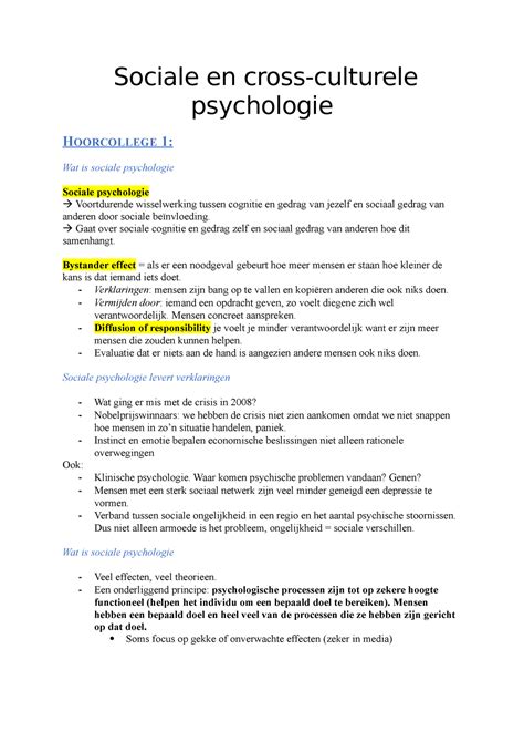 Sociale En Cross Culturele Psychologie Sociale En Cross Culturele