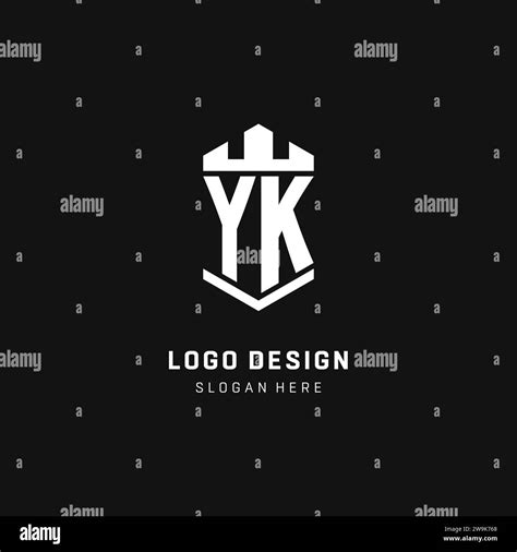 Yk Monogram Logo Initial With Crown And Shield Guard Shape Style Vector