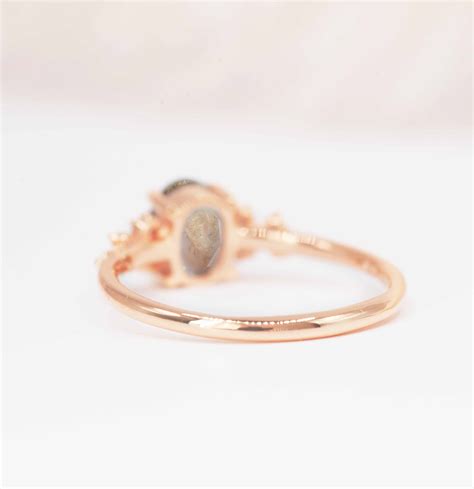 Oval rustic diamond cluster ring in rose gold - DIORAH JEWELLERS