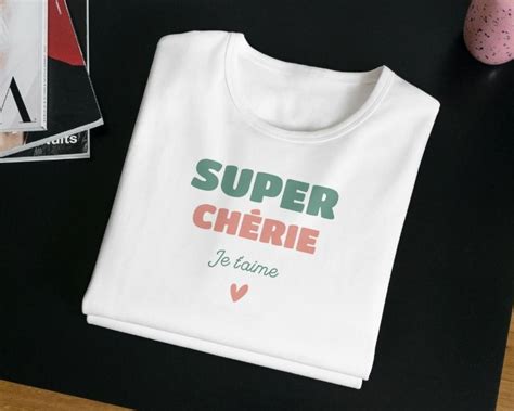 T Shirt Femme Personnalis Super Ch Rie Avec Pr Nom Ou Message