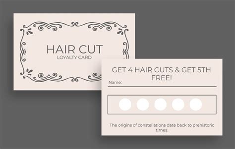 Free Hair Cut Beauty Salon Loyalty Card Template To Edit