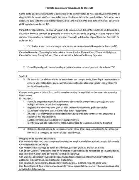 Realizar Formato Valorar Contexto Grupo La Sabrosura Pdf