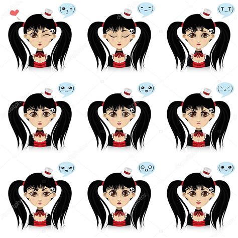 Linda Chica Con Emociones Diferentes Vector De Stock De