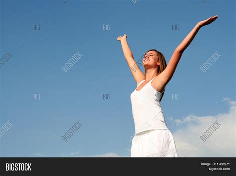 Woman Raising Arms Image And Photo Free Trial Bigstock