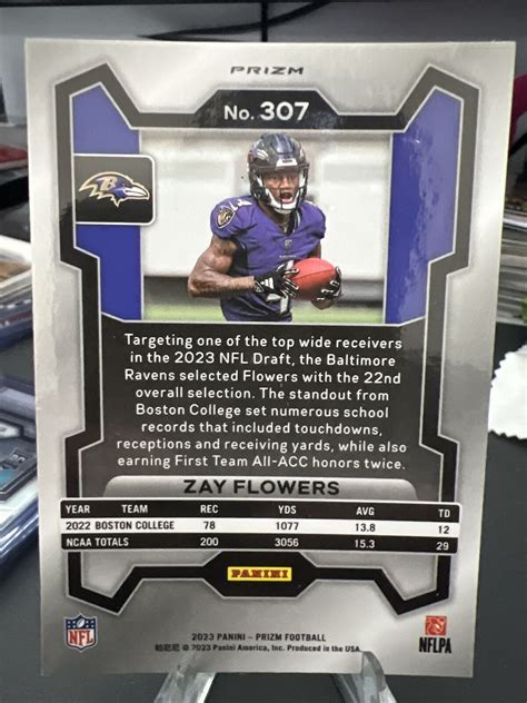 2023 Panini Prizm Zay Flowers RC 307 Red White Blue Baltimore Ravens