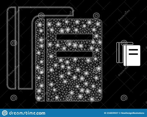 Vector Mesh Net Books With Light Wire Frame Spots Stock Vector