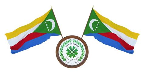 Bandeira Nacional E Ilustração 3d Do Brasão De Armas Do Fundo Das Comores Para Editores E