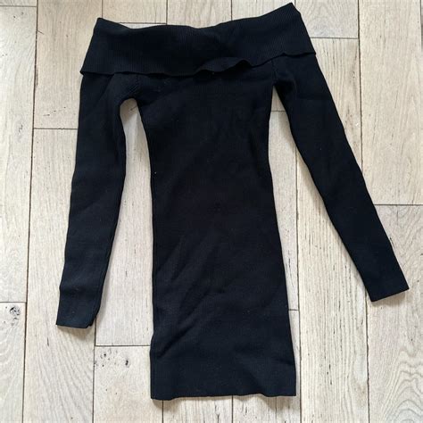 Edikted Black Off The Shoulder Mini Bodycon Dress Depop