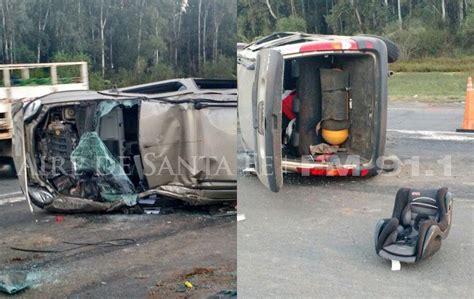 Impactante vuelco en Autopista dos niños resultaron lesionados