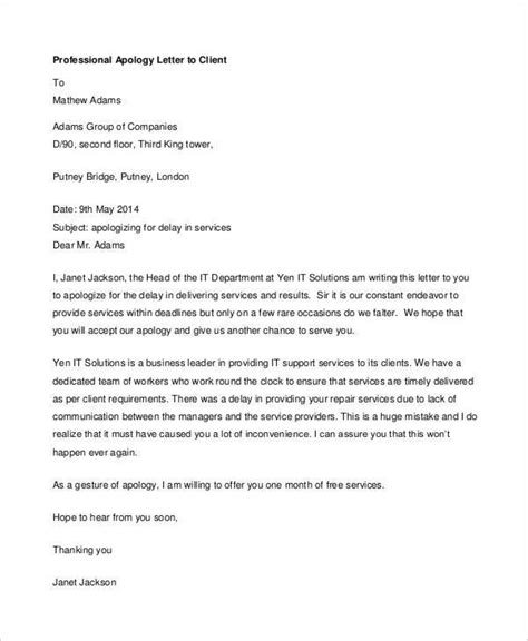 Professional Apology Letter 12 Free Word Pdf Format Download