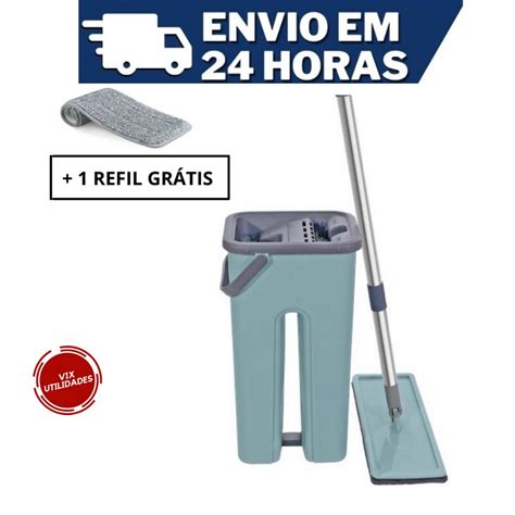 Rodo Mop Flat E Balde Para Limpeza De Piso 1 Refil Brinde Shopee Brasil