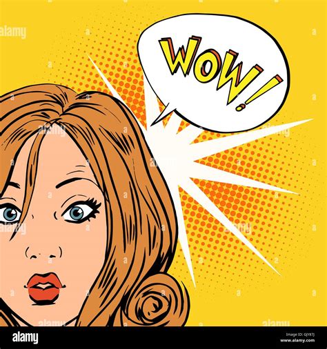 Wow Surprise Girls Pop Art Comics Retro Style Halftone Stock Vector