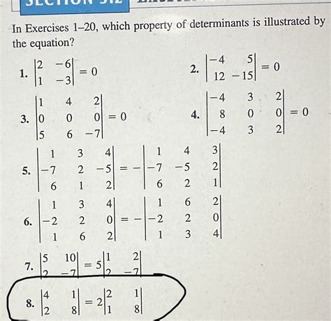 Solved In Exercises 1 20 Which Property Of Determinants Is Chegg