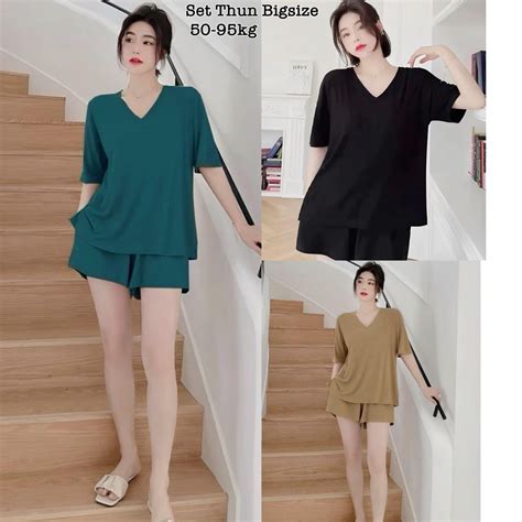 Set Đồ Bộ Bigsize Dáng Rộng Set Bộ Bigsize Thun Tăm Cổ Tim Hot Hit Thiết Kế Dự Tiệc Nữ Cao Cấp