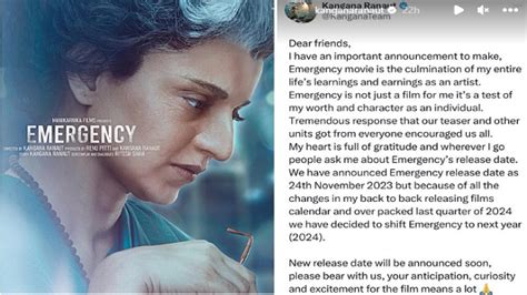 Kangana Ranaut S Emergency Delayed To Release Next Year