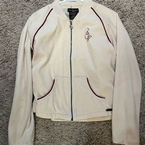 Baby Phat Women S Cream And Burgundy Jacket Depop