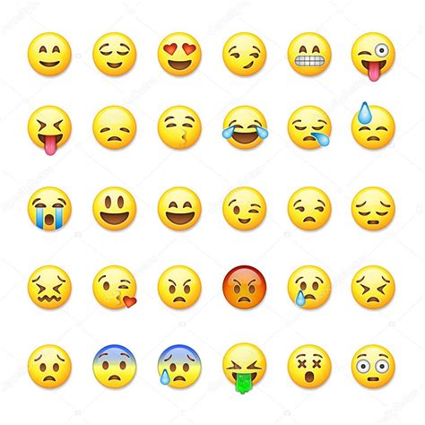 Set Of Emoticons Emoji Isolated On White Background Vector