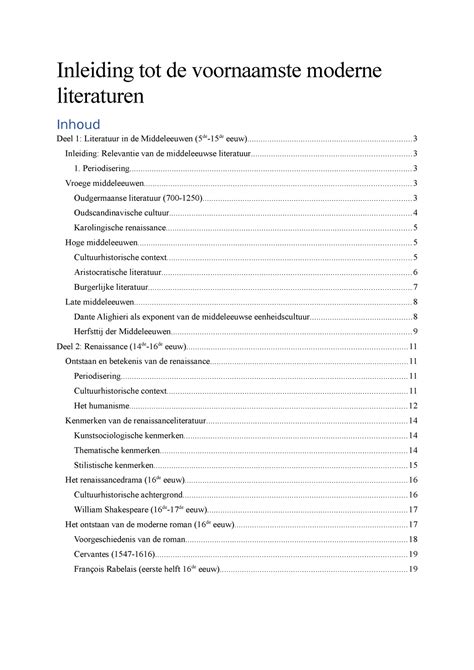 IVML Samenvatting Middeleeuwen En Renaissance Inleiding Tot De