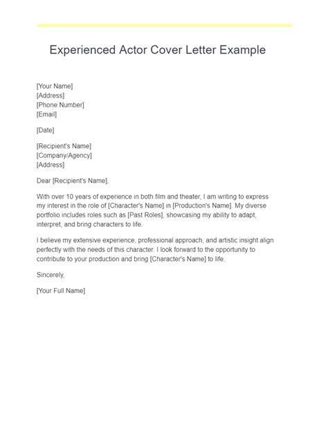 Acting Cover Letter 21 Examples How To Write Pdf Tips