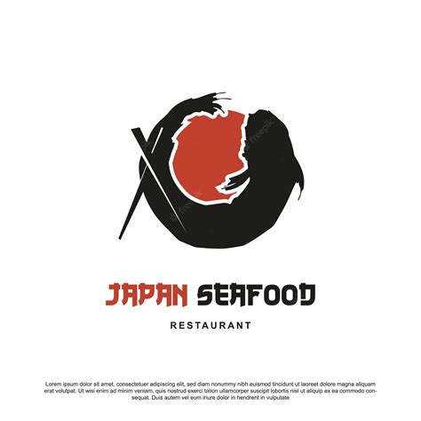 Premium Vector Creative Japan Seafood Logo Design A Black Circle That