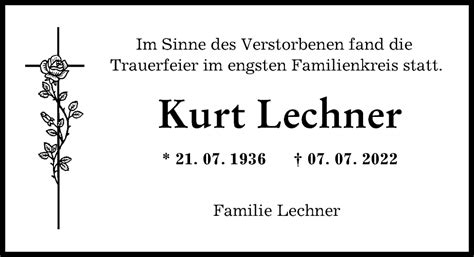 Traueranzeigen Von Kurt Lechner Augsburger Allgemeine Zeitung