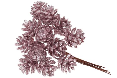 Новогодние подарки и украшения: Ветка с шишками, розовый, 12 см ...