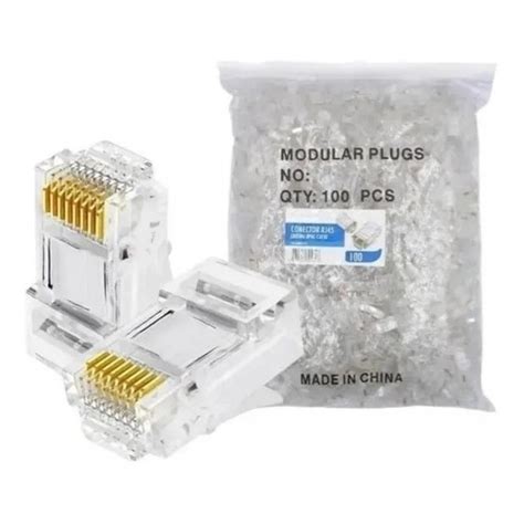 Conector Rj Kit Pacote Cat E Oletech Cabo Rede Plug Faz A Boa