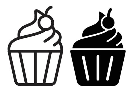 Cup Cake Icon Vector Muffin Black And White Silhouette 34213386