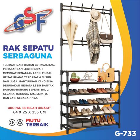 Jual Rak Sepatu Susun 5 Tingkat Stainless Steel Tempat Sepatu Sandal