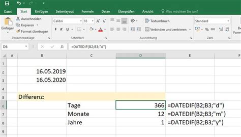 Excel Differenz Zwischen Zwei Datumsangaben Berechnen