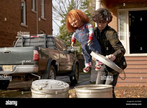 CHUCKY, from left: Chucky (voice: Brad Dourif), Zackary Arthur, Death by Misadventure', (Season ...