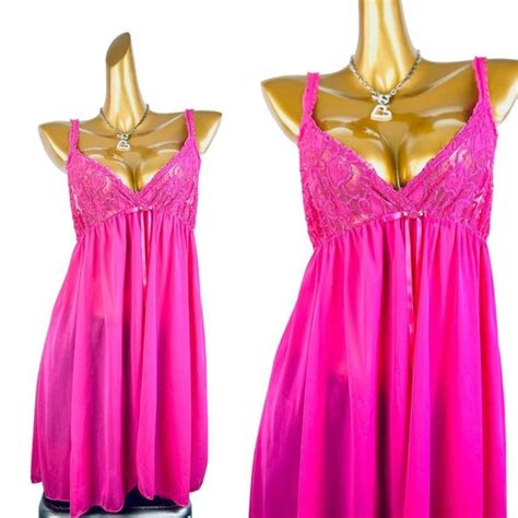 Vintage Intimates Sleepwear Vintage 9s Sheer Mesh Pink Babydoll Lingerie Top Poshmark