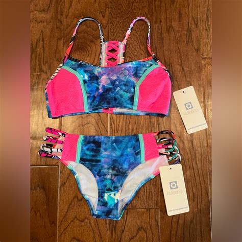 Kuleana Swim Nwt Kuleanawomens Piece Set Bikini Top Bottom Size