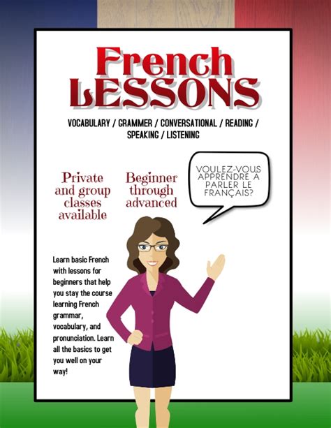 French Lessons Tutoring Language Flyer Template Postermywall