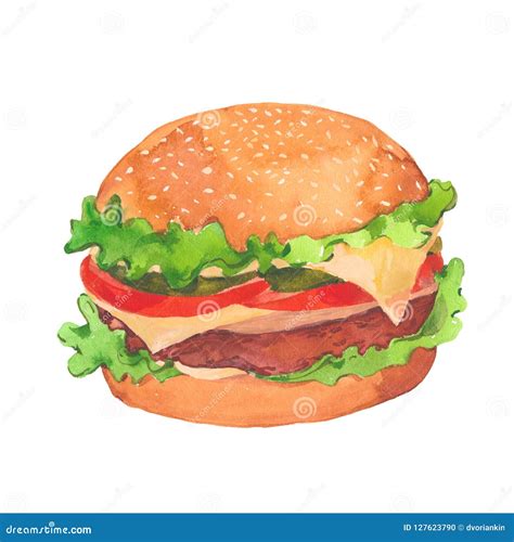 Hamburguesa Apetitosa De La Acuarela Stock De Ilustraci N Ilustraci N