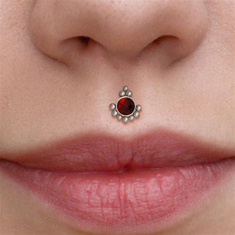 Lip Piercing Stud Philtrum Jewelry Surgical Steel Labret Etsy