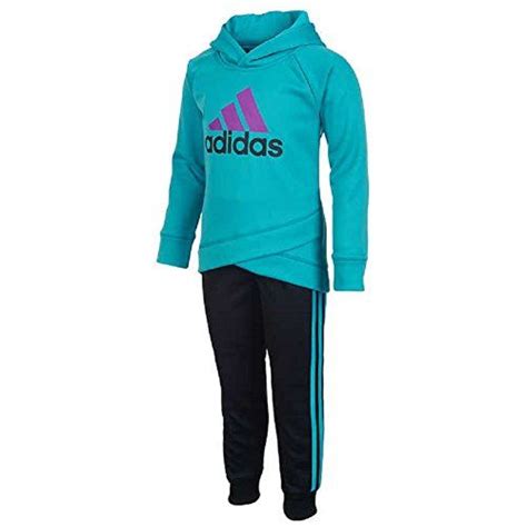 Adidas Girls Tracksuit Sweat Suit Activewear 2 Piece Set Turquoise 2