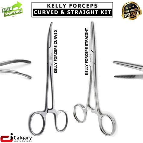 KELLY FORCEPS STRAIGHT Curved Surgical Hemostatic Clamp Forceps