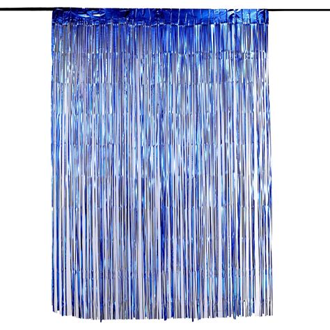 Efavormart 8ft Blue Metallic Foil Curtain For Weddings Parties