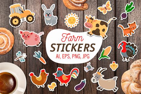 Cute Farm Printable Stickers Cricut Design By HelgaKOV