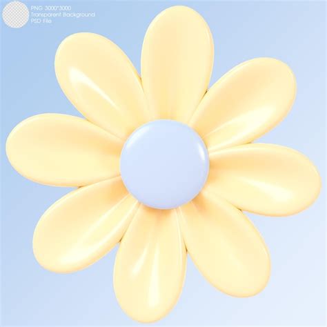 Rendu 3d Fleur Jaune Isolée Sur Fond PSD Premium