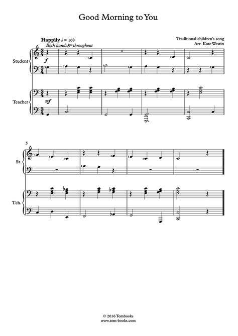 Good Morning To You Teacher Student Traditional Piano Sheet Music